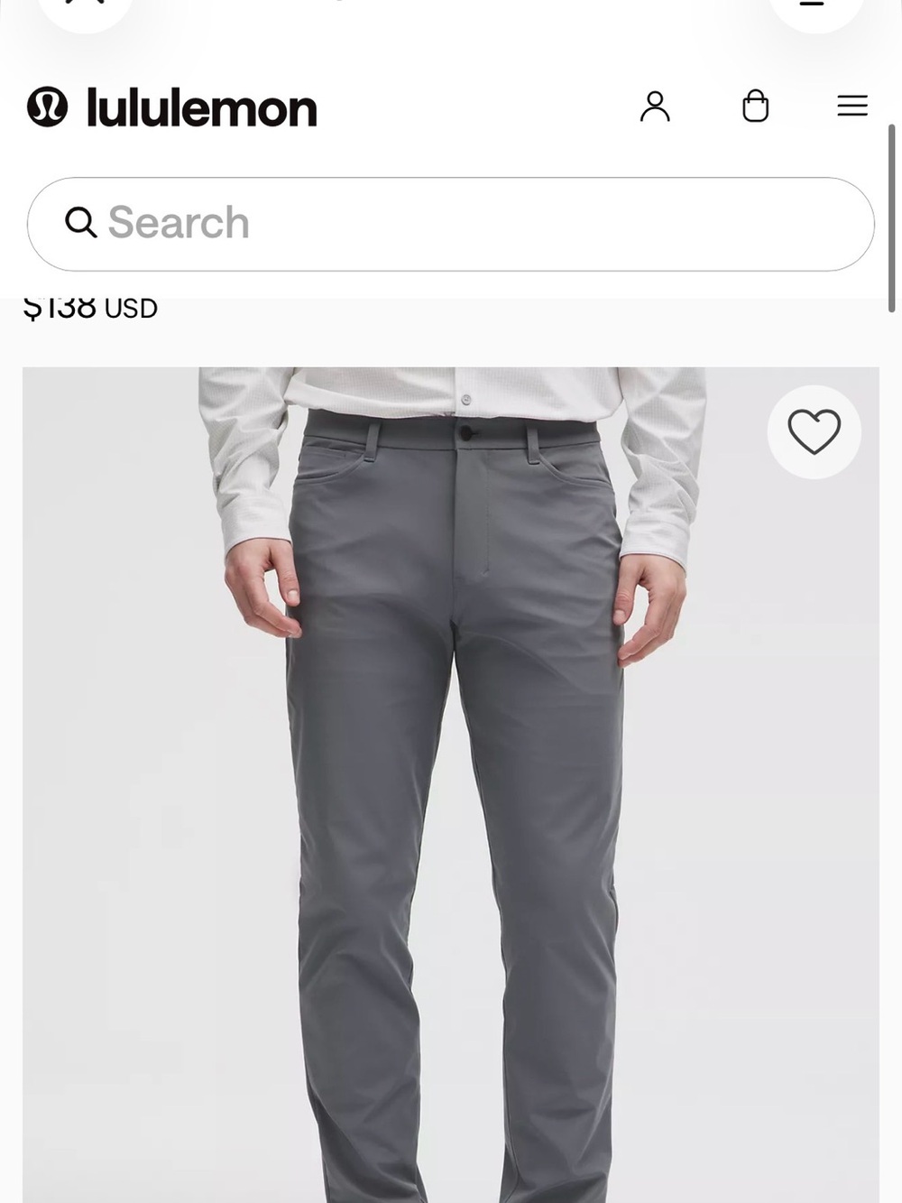 lululemon athletica Men's Gray Performance Pants